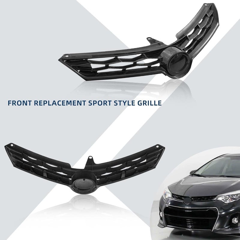 Kspeed Front Bumper Upper Grille for 2014 2015 2016 Toyota Corolla S,ABS Gloss Black Upper Grill Replace for 5310002570 TO1200365 - Image 4